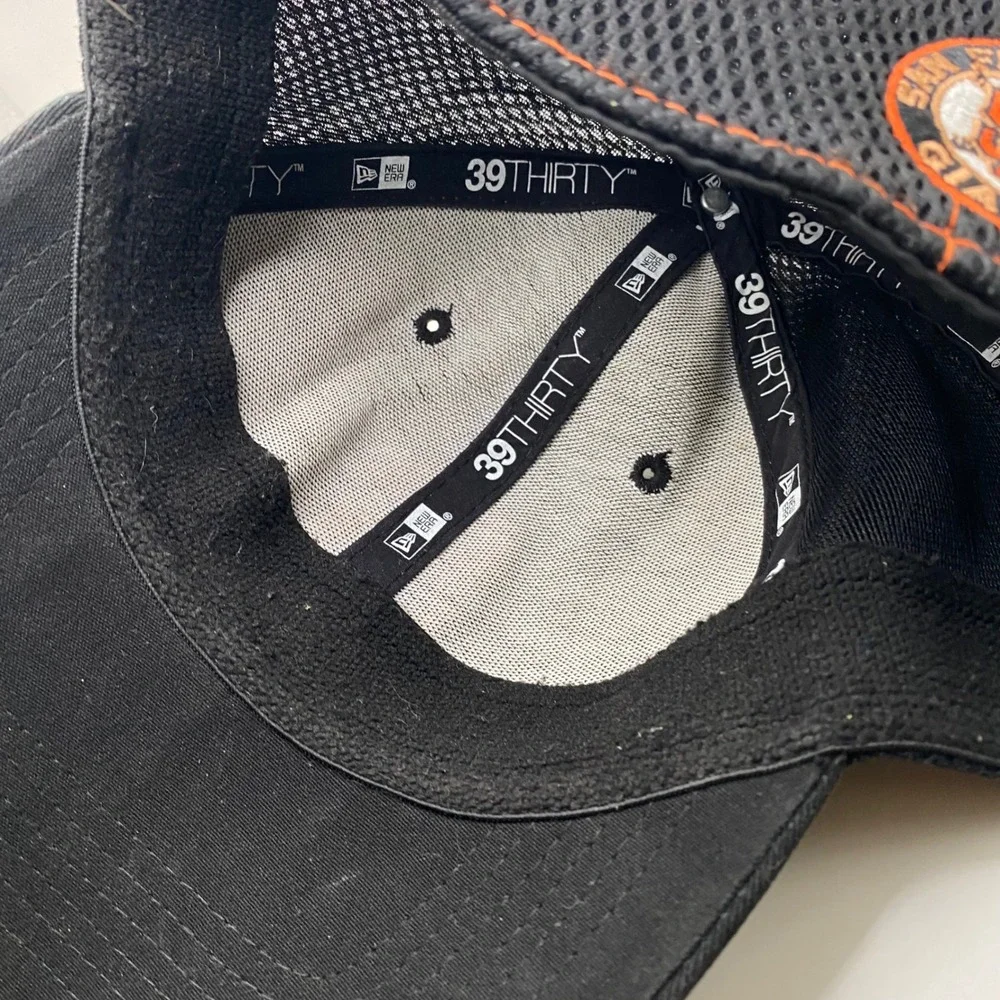 SF GIANTS New Era 39THIRTY Hat Mens M/L Black Orange Mesh Stretch Fit MLB Cap